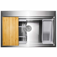 Handmade Drop-In 33 in. x 22 in. Single Bowl Workstation Kitchen Sink - $150