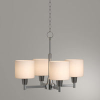 Oron 4-Light Brushed Nickel Reversible Chandelier with White Glass Shades - $110