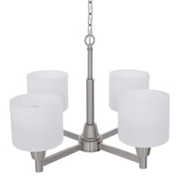 Oron 4-Light Brushed Nickel Reversible Chandelier with White Glass Shades - $110