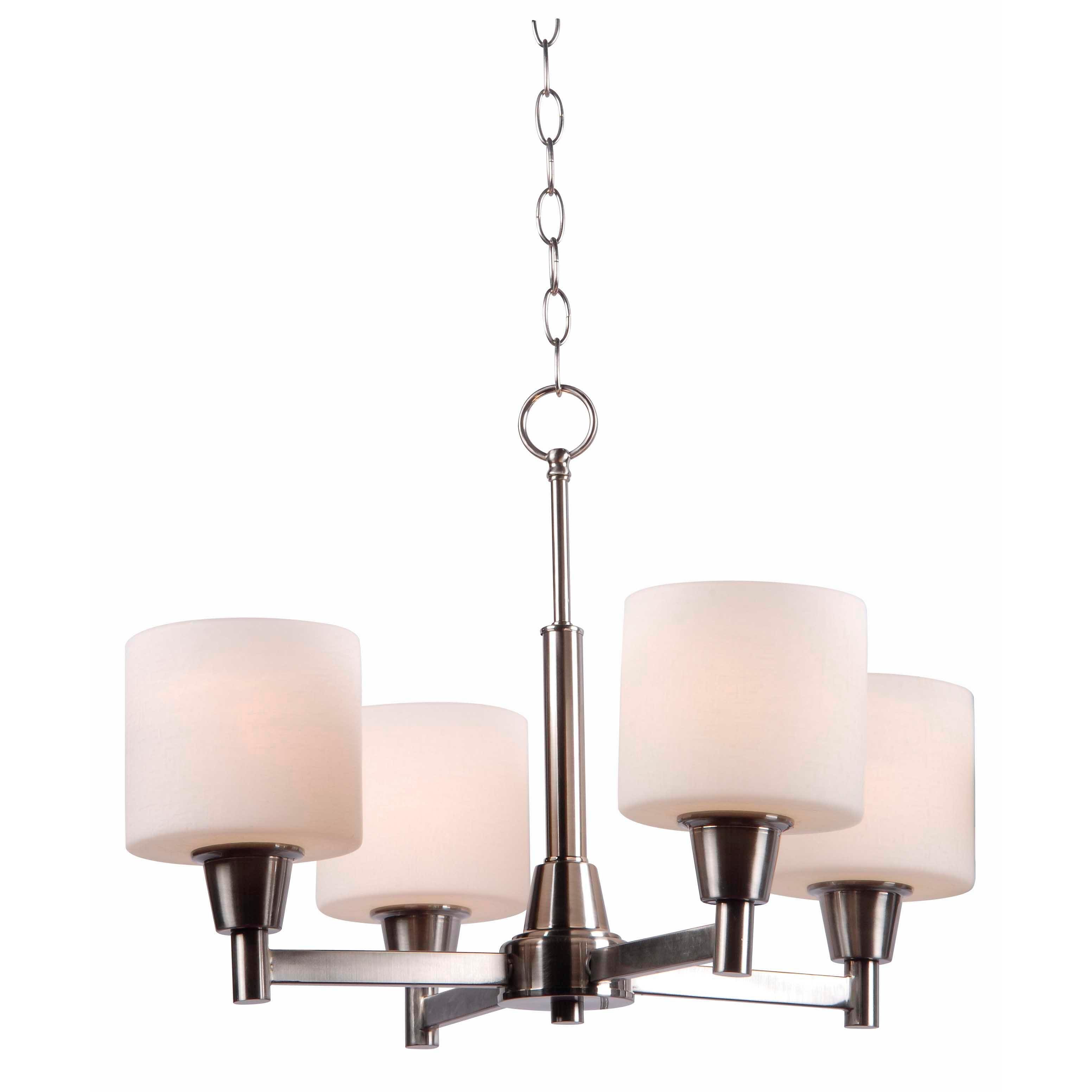 Oron 4-Light Brushed Nickel Reversible Chandelier with White Glass Shades - $110