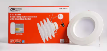 Commercial Electric 5/6 in. White Dimmable LED Recessed Trim (4-Pack) - $60