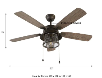 Shanahan 52 in. Indoor/Outdoor LED Bronze Ceiling Fan - $100
