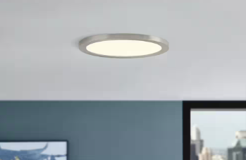 15 in. Brushed Nickel New Ultra-Low Profile Integrated LED Flush Mount 5CCT (2-Pack) - $45