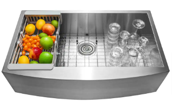 33 in. Farmhouse Apron-Front Single Bowl Brushed Stainless Steel Kitchen Sink - $180