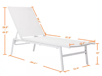 Nuu Garden Steel Stackable Sling Outdoor Chaise Lounge in White - $80