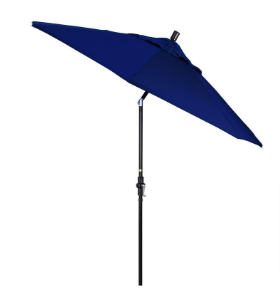 California Umbrella 9 ft. Stone Black Tilt Crank Patio Umbrella in True Blue Sunbrella - $175