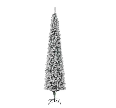HOMCOM 9 ft. Artificial Christmas Tree Snow Flocked, Winter Style Holiday Pencil Tree - $60