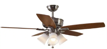 Hampton Bay Devron 52 in. LED Indoor Brushed Nickel Ceiling Fan - $60