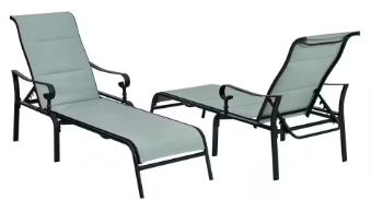 Glenridge Falls Steel Sling Padded Outdoor Chaise Lounge in Aloe (2-Pack) - $240
