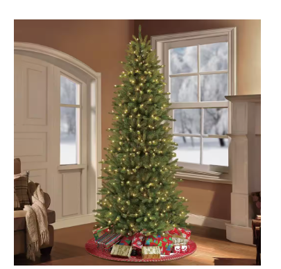 Puleo International 6.5 ft. Pre-Lit Incandescent Slim Fraser Fir Artificial Christmas Tree - $80