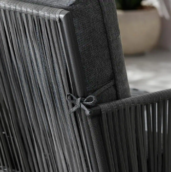 Tolston Stationary Wicker Outdoor Dining Chairs, Charcoal Cushions (4-Pack) - $175