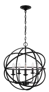 Sarolta Sands 5-Light Black Chandelier Light Fixture with Caged Globe Metal Shade - $95