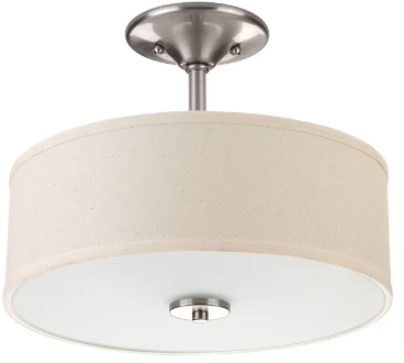 Inspire Collection 13 in. Brushed Nickel 2-Light Transitional Bedroom Ceiling Light - $30
