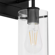 Regan 12.75 in. 2-Light Matte Black Bathroom Vanity Light with Clear Glass Shades - $40