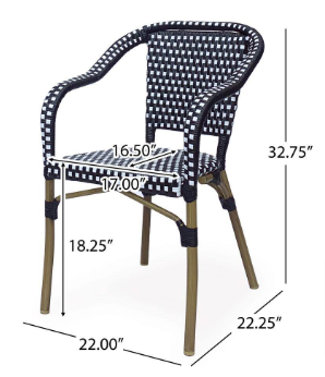 Baton French Bistro Aluminum Outdoor Dining Chair in Black and White (2-Pack) - $160