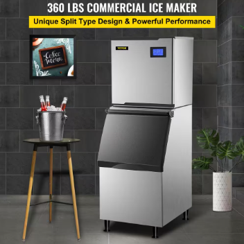 VEVOR 110V Commercial 360 lb./24 H Freestanding Ice Maker Stainless Steel - $1,000
