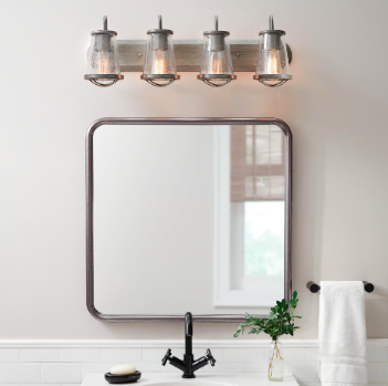Georgina 30 in. 4-light Weathered Iron Industrial indoor vanity - $65