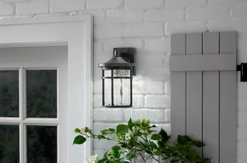 Westbury Aged Iron Large LED Outdoor Wall Light Fixture with Clear Crackled Glass - $60