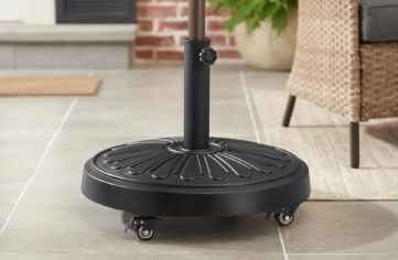 StyleWell 50 lbs. Concrete and Resin Patio Umbrella Base in Black - $40
