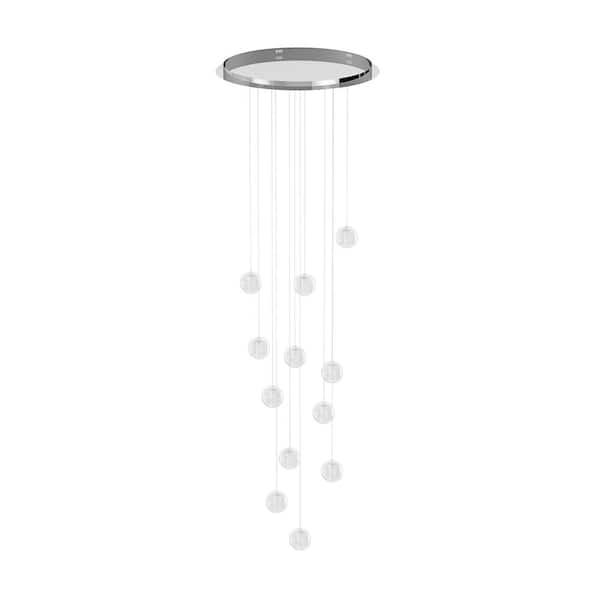 aiwen 12-Light Modern Chrome Spiral Crystal Raindrop Chandelier - $120