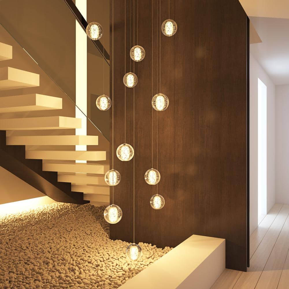 aiwen 12-Light Modern Chrome Spiral Crystal Raindrop Chandelier - $120