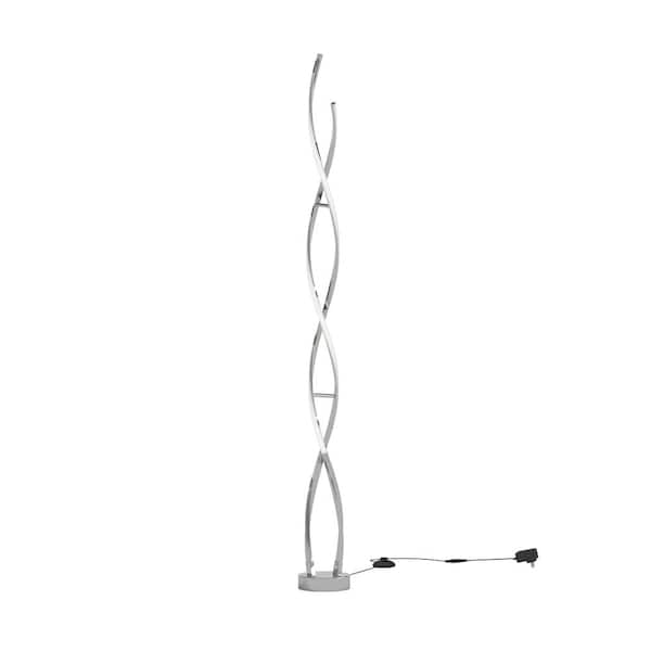 Swirl 59 in. Chrome Modern 1-Light Dimmable Integrated LED Standard Floor Lamp - $90
