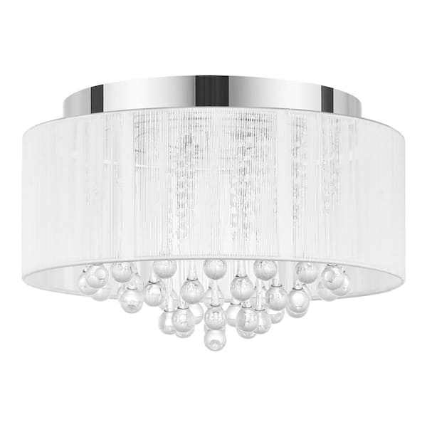 Flenniken 15 in. Integrated LED Chrome and Crystal Flush Mount Ceiling Light Fixture - $70