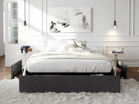 Upholstered Bed Frame with 3 Storage Drawers Queen - $185
