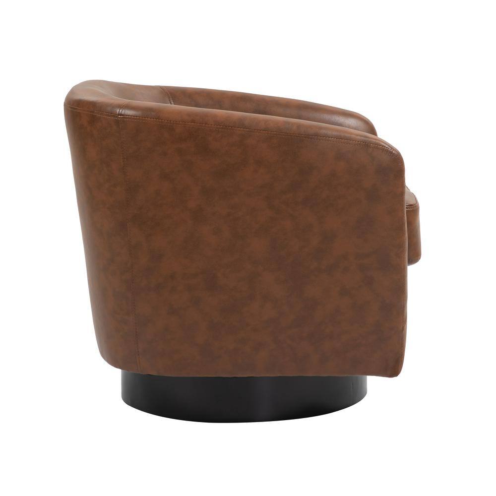 Uixe Coffee PU Leather Upholstered 360° Swivel Arm Chair With Wood Base (Set of 1) - $165