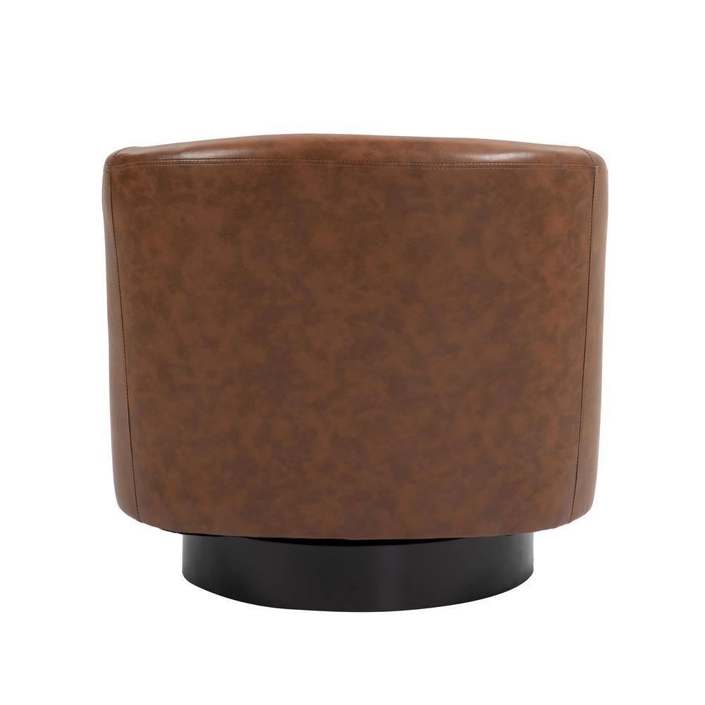 Uixe Coffee PU Leather Upholstered 360° Swivel Arm Chair With Wood Base (Set of 1) - $165