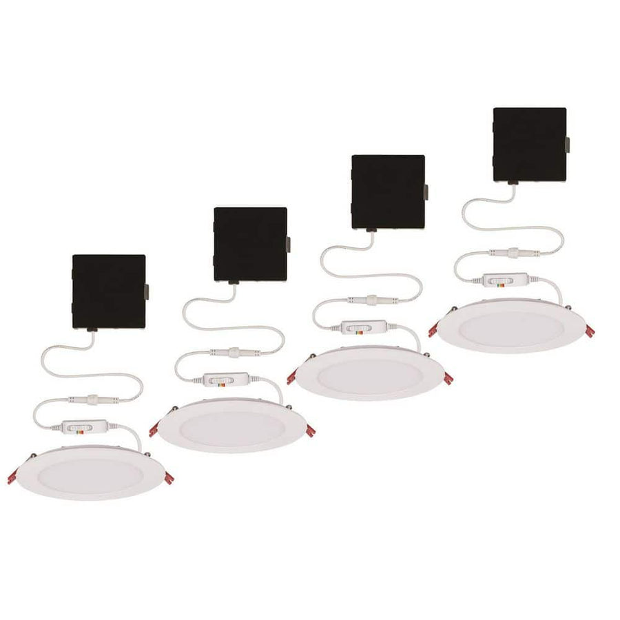 Ultra Slim 6 in. Adjustable CCT IC Rated Dimmable LED Recessed Light Kit (4-Pack) - $55