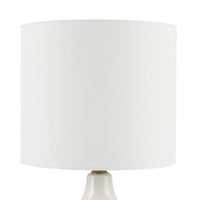 Saddlebrook 21.5 in. Cream Ceramic and Faux Wood Table Lamp with White Fabric Shade - $35