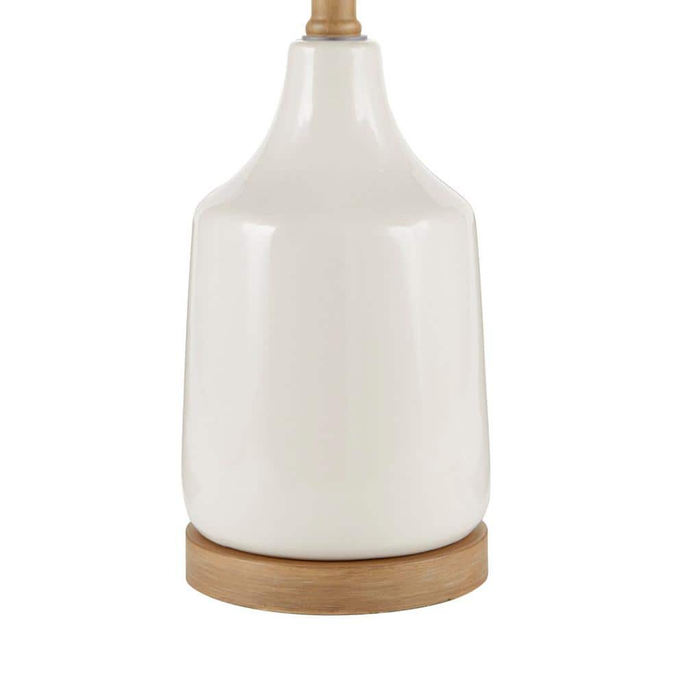 Hampton Bay Saddlebrook 21.5 in. Cream Ceramic and Faux Wood Table Lamp - $40