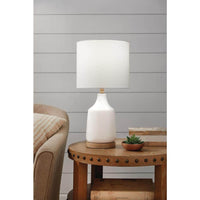 Hampton Bay Saddlebrook 21.5 in. Cream Ceramic and Faux Wood Table Lamp - $40