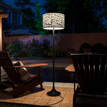 Hampton Bay Lindley 59.5 in. Black Outdoor Indoor Floor Lamp