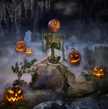 Home Accents Holiday 6 ft. Rotten Patch LED Poseable Pumpkin Skeleton - $80