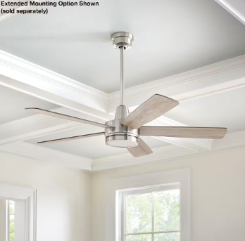 Fanelee 54 in. White Color Changing LED Brushed Nickel Smart Ceiling Fan - $115