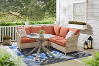Camden Point Wicker Outdoor Sectional, Sienna Orange Cushions (No Coffee Table) (Assembled)- $600