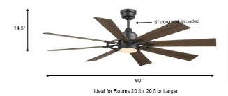 Makenna 60 in. White Color Changing Integrated Outdoor LED Matte Black Ceiling Fan - $170