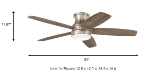 Ashby Park 52 in. White Color Changing Integrated LED Brushed Nickel Ceiling Fan - $90