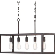 Boswell Quarter 5-Light Black Industrial Linear Island Hanging Chandelier - $140