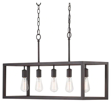 Boswell Quarter 5-Light Black Industrial Linear Island Hanging Chandelier - $140