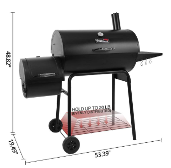 Royal Gourmet 30 in. Smoker Black Barrel Charcoal Grill with Offset Smoker - $90