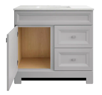 Sedgewood 36.5 in. W x 18.8 in. D x 34.4 in. H Freestanding Bath Vanity (Top Cracked) - $175