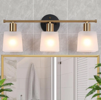Modern Bathroom Vanity Light, 3-Light Black and Gold Powder Room - $80