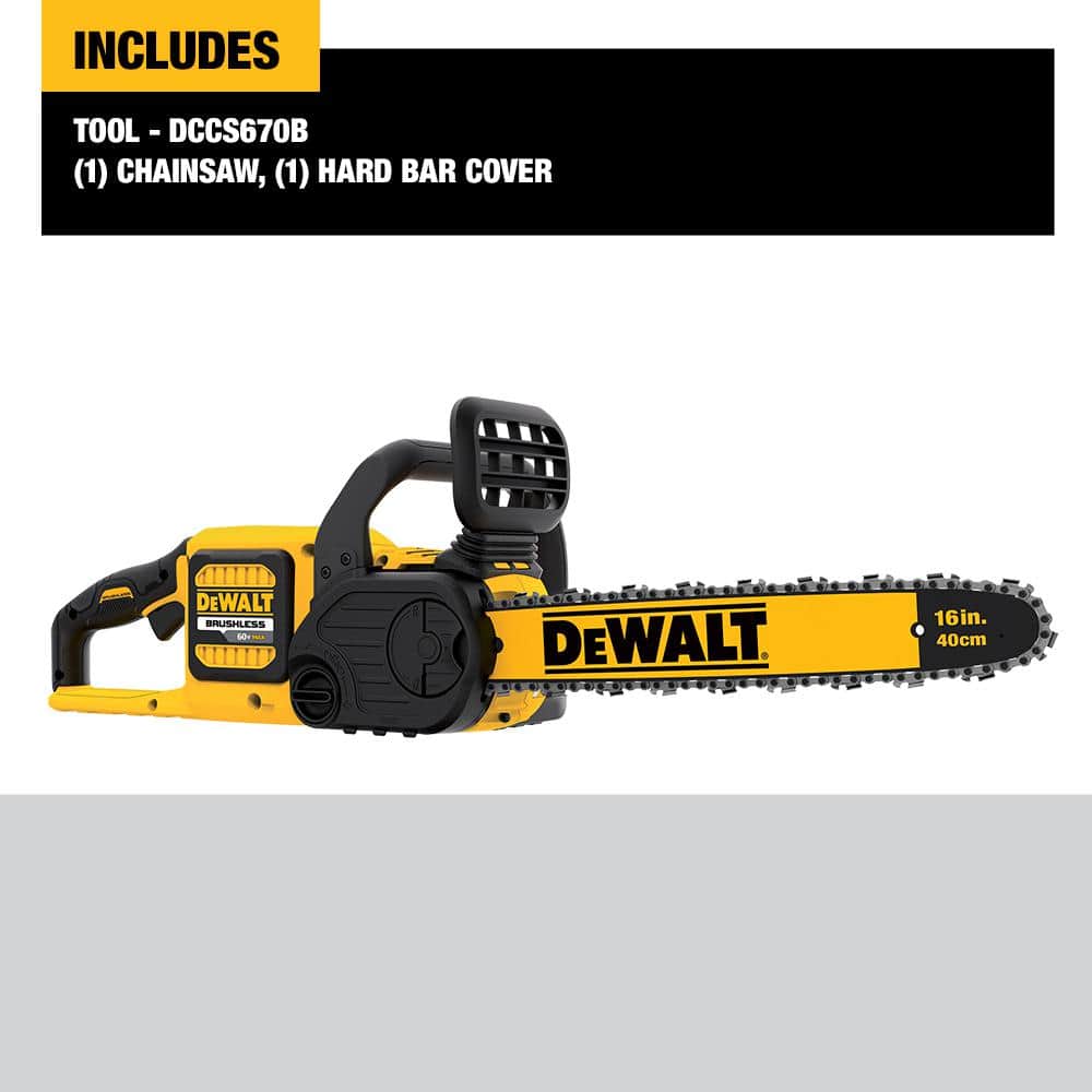 DEWALT FLEXVOLT 60V MAX 16in. Brushless Cordless Battery Powered Chainsaw(Tool Only) - $225