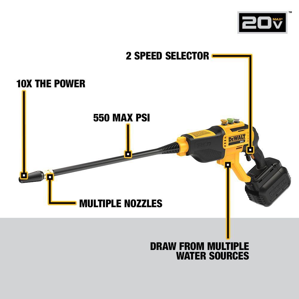 20V MAX 550 PSI 1.0 GPM Cold Water Cordless Battery Power Cleaner (Tool Only) - $80