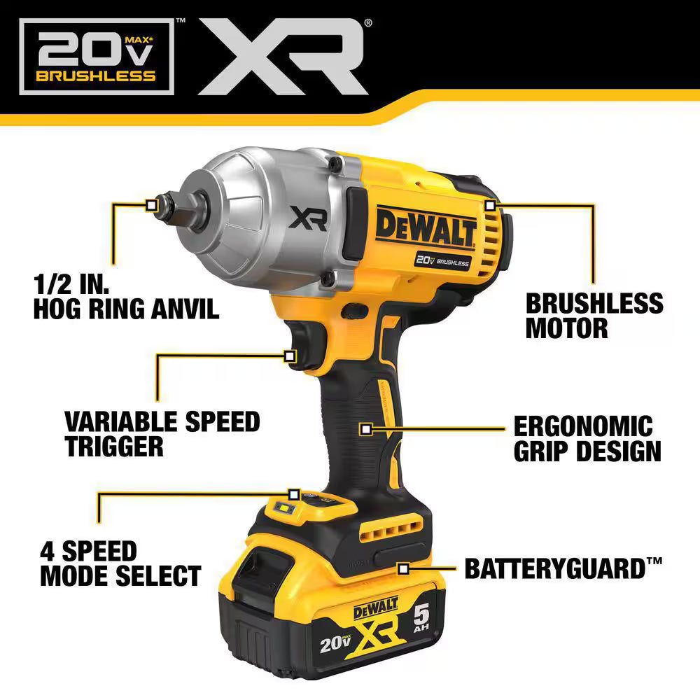DEWALT 20V MAX Lithium-Ion Cordless 1/2 in. Impact Wrench Kit - $280