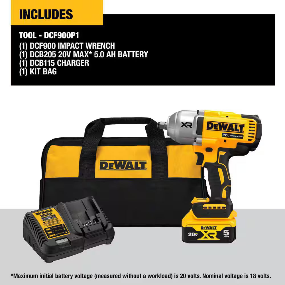 DEWALT 20V MAX Lithium-Ion Cordless 1/2 in. Impact Wrench Kit - $280