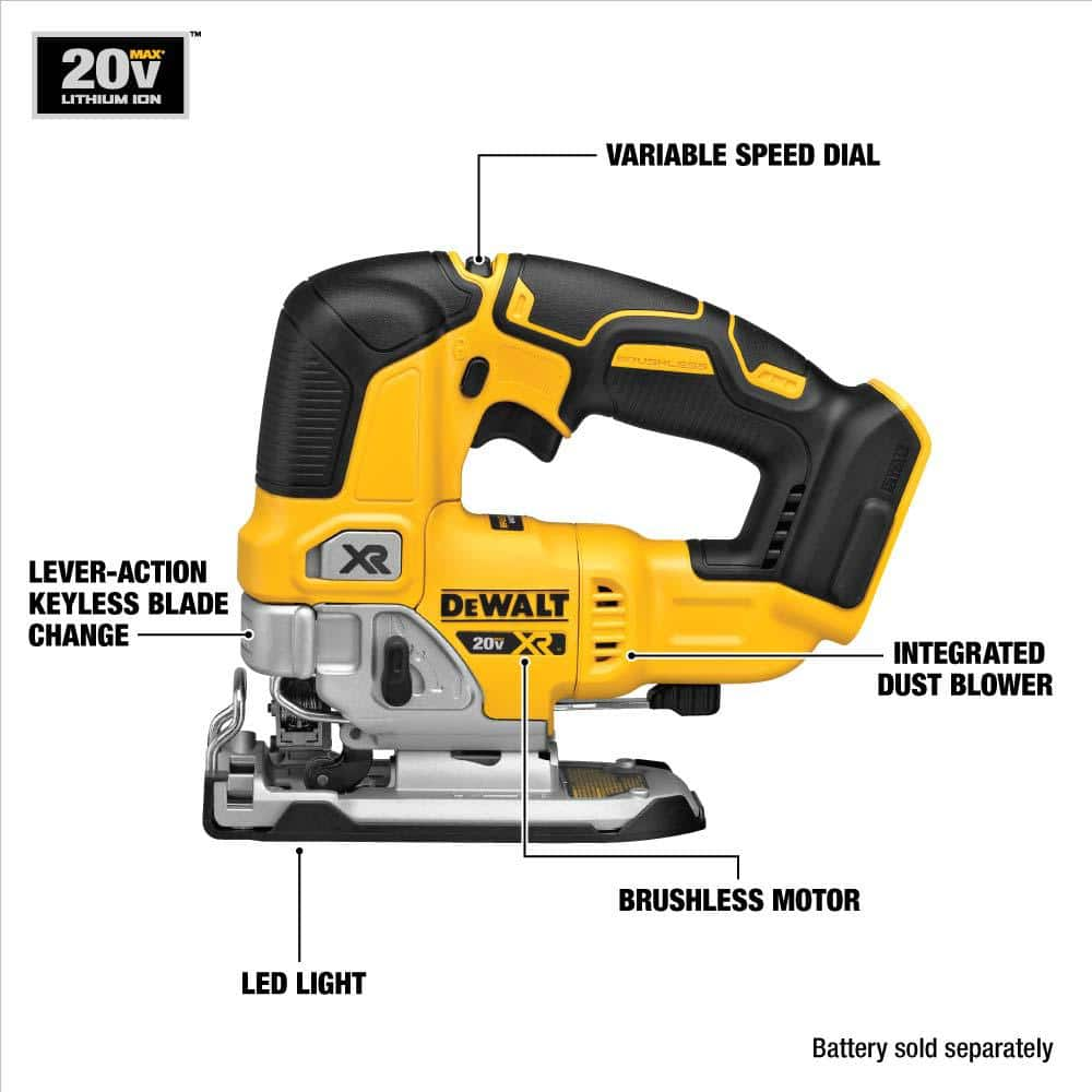 20V MAX XR Cordless Brushless Jigsaw with (1) 20V 5.0Ah Battery and Charger - $245